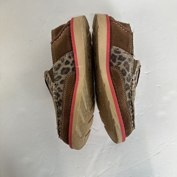 Girls Kids Ariat Cruiser Pull On‎ Brown Suede Leopard Aztec Shoes Size US 12.5 - Picture 8 of 10